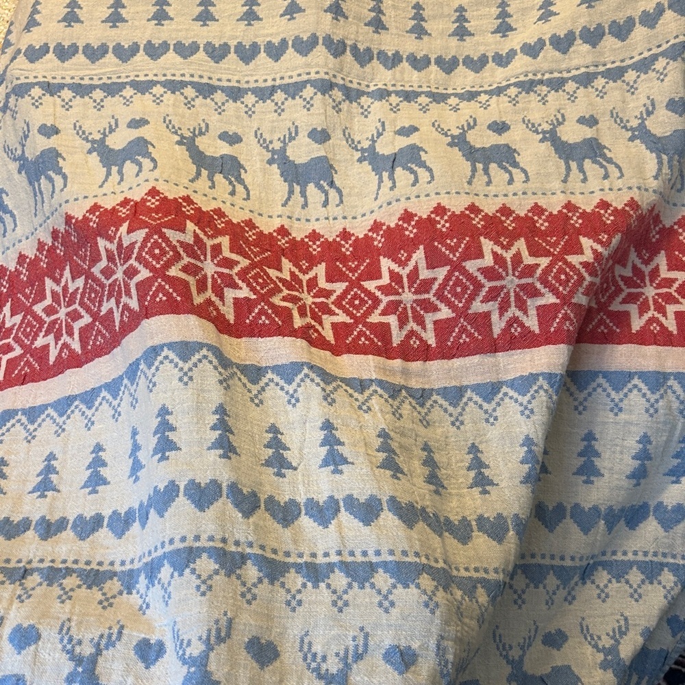 Hand Made Loom Set Reindeer Snowflake Winter’s Red Green Blue Towel Set 2 PC NEW - Picture 2 of 16